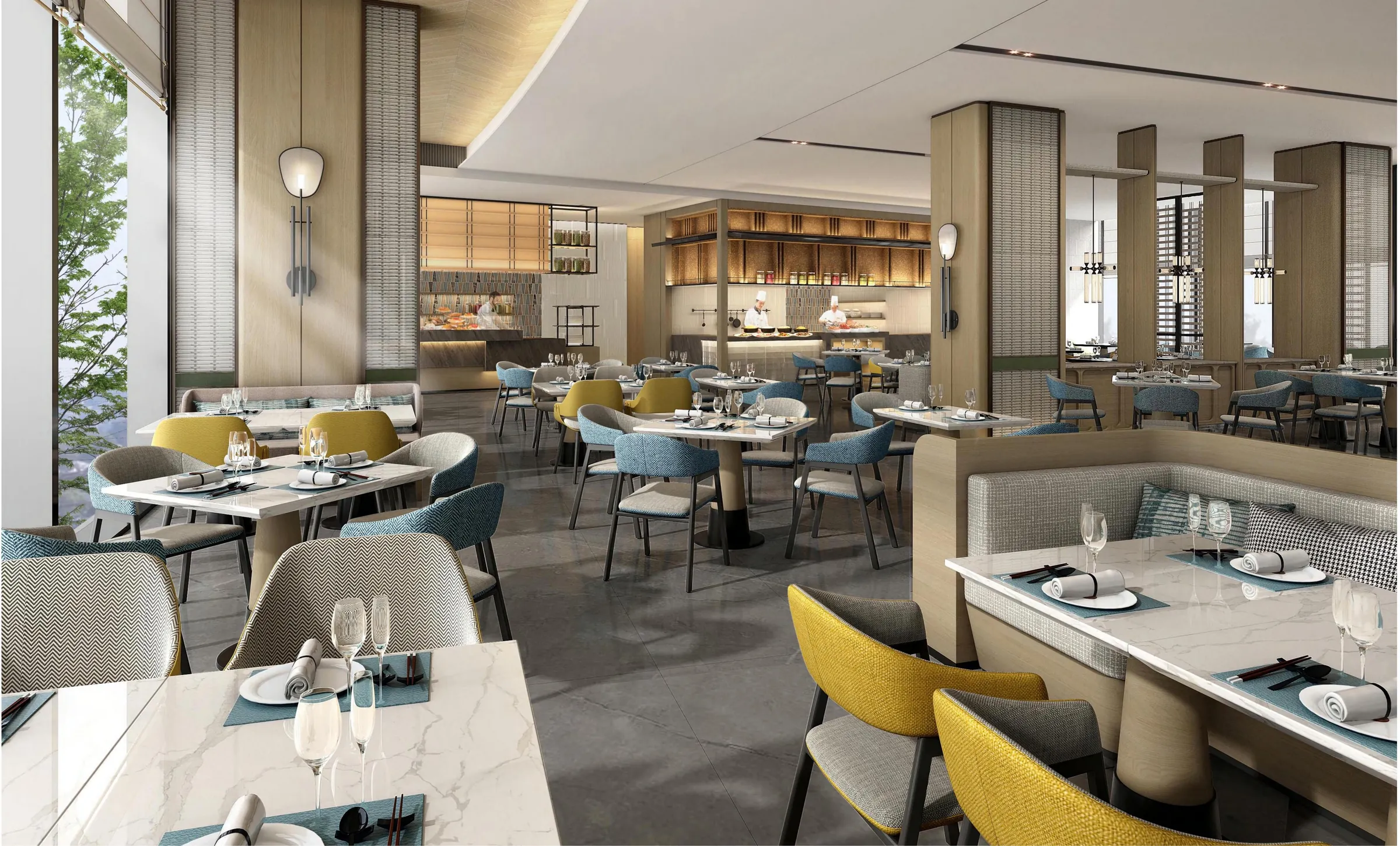 All-Day Dining Pavilion — contemporary resort dining with show kitchen